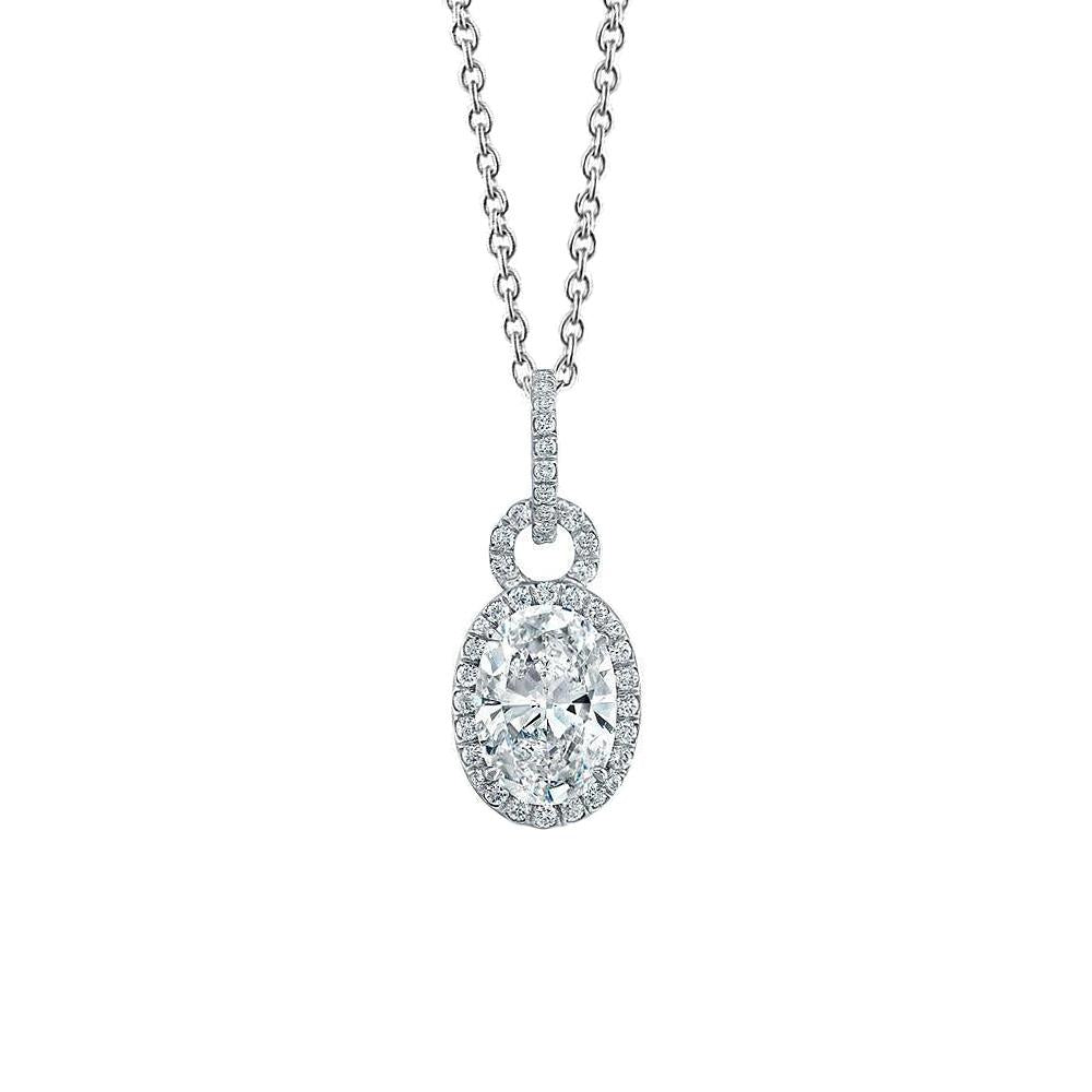 Collier Pendentif Réel Diamant Ovale Et Rond 3.4 Ct