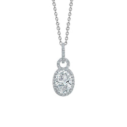 Collier Pendentif Réel Diamant Ovale Et Rond 3.4 Ct