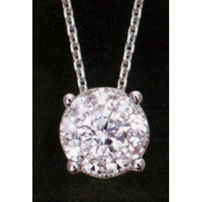 Collier Pendentif Réel Diamant Rond 1 Carat Avec Chaîne