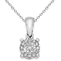 Collier Pendentif Réel Diamant Rond 2 Carats Or Blanc Femme Bijoux 14K