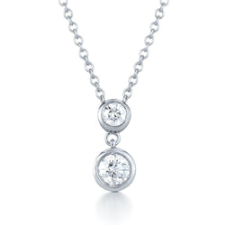 Collier Pendentif Réel Diamant Rond 3 Carats Serti Oreille De Chien Or Blanc Massif 14 Carats