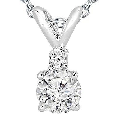Collier Pendentif Réel Diamant Rond Blanc 2.25 Carat Or Blanc 14K