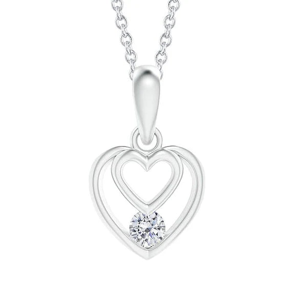 Collier Pendentif Réel Diamant Rond En Forme De Coeur 1.00 Carat Bijoux Femme