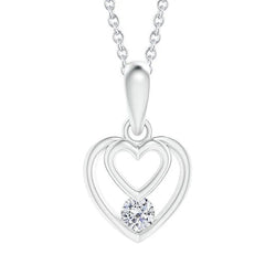 Collier Pendentif Réel Diamant Rond En Forme De Coeur 1.00 Carat Bijoux Femme