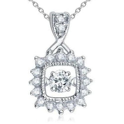 Collier Pendentif Réel Diamant Rond Etincelant 3,0 Carats En Or Blanc 14K