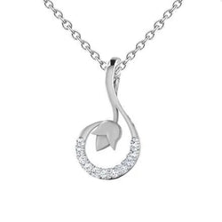 Collier Pendentif Réel Diamant Rond Etincelant De 1.54 Ct En Or Blanc 14K