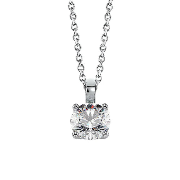 Collier Pendentif Réel Diamant Rond G Vs2 Serti De Griffes 1.50 Carat WG 14K