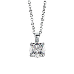 Collier Pendentif Réel Diamant Rond G Vs2 Serti De Griffes 1.50 Carat WG 14K