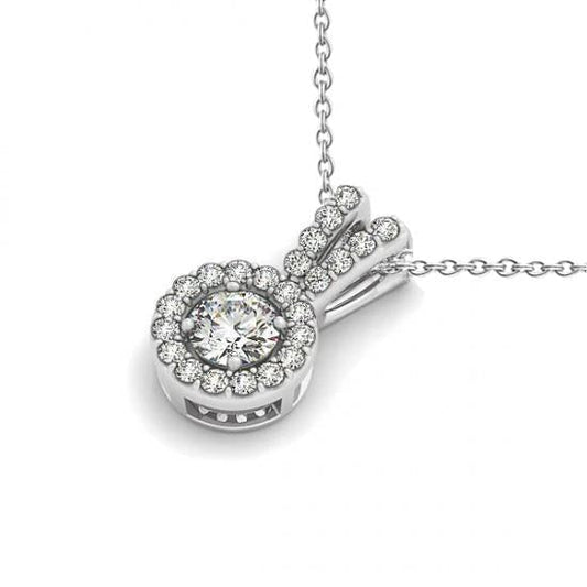 Collier Pendentif Réel Diamant Rond Sans Chaîne 1.25 Carat Or Massif 14K