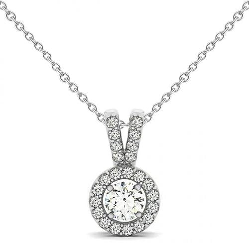 Collier Pendentif Réel Diamant Rond Sans Chaîne 1.25 Carat Or Massif 14K