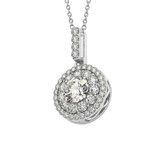 Collier Pendentif Réel Diamant Rond Sans Chaîne 1.75 Carat Or Blanc 14K