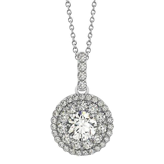 Collier Pendentif Réel Diamant Rond Sans Chaîne 1.75 Carat Or Blanc 14K