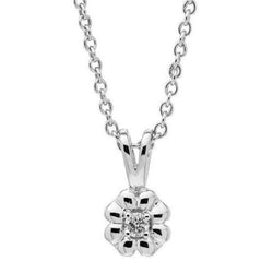 Collier Pendentif Réel Diamant Rond Scintillant 1 Carat Or Blanc 14K