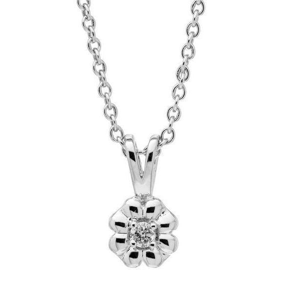 Collier Pendentif Réel Diamant Rond Scintillant 1 Carat Or Blanc 14K