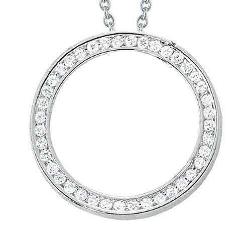 Collier Pendentif Réel Diamant Rond Scintillant Sans Chaîne 1 Carat WG 14K