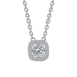 Collier Pendentif Réel Diamant Rond Taille Brillant 1.50 Carat Or Blanc 14K