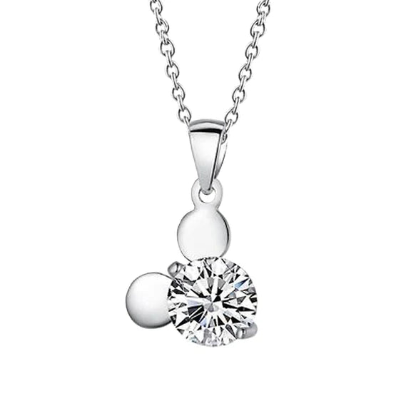 Collier Pendentif Réel Diamant Rond Taille Brillant 2.50 Carats Or Blanc 14K