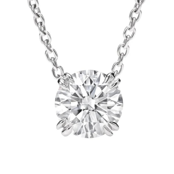 Collier Pendentif Réel Diamant Serti De Griffes Doubles 2.0 Carats WG 14K