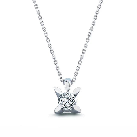 Collier Pendentif Réel Diamant Solitaire 1.25 Carats Or Blanc 14K