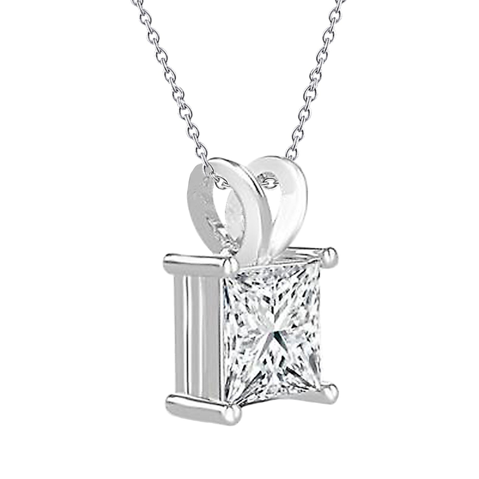 Collier Pendentif Réel Diamant Solitaire 2.75 Carats Avec Chaîne En Or Blanc