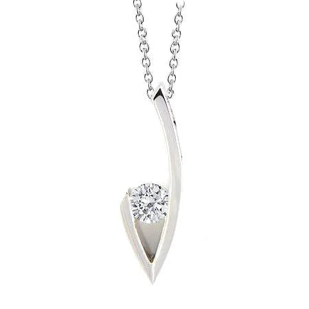 Collier Pendentif Réel Diamant Solitaire Coupe Ronde 1 Carat En Or Blanc 14K