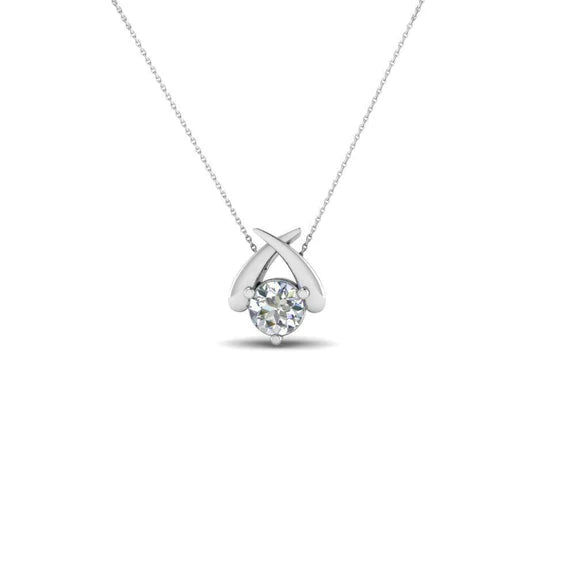 Collier Pendentif Réel Diamant Solitaire Coupe Ronde 1 Carat