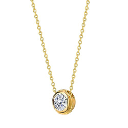 Collier Pendentif Réel Diamant Solitaire Coupe Ronde En Or Jaune 2 Carats 14K