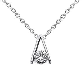 Collier Pendentif Réel Diamant Solitaire Rond Or Blanc 0,45 Ct