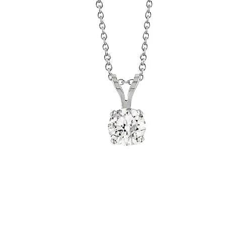 Collier Pendentif Réel Diamant Solitaire Taille Brillant 1.50 Carat WG 14K