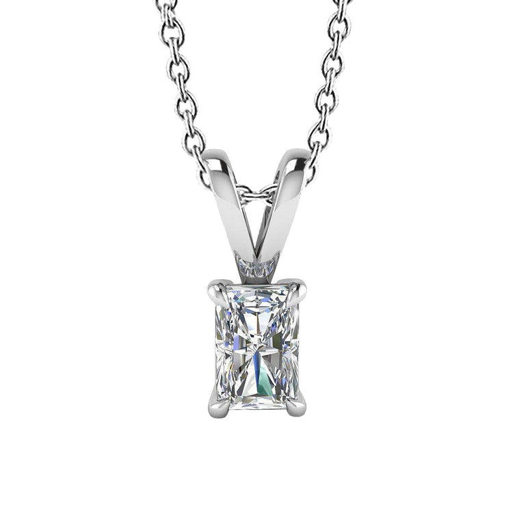 Collier Pendentif Réel Diamant Solitaire Taille Radiant 1.50 Carat WG 14K