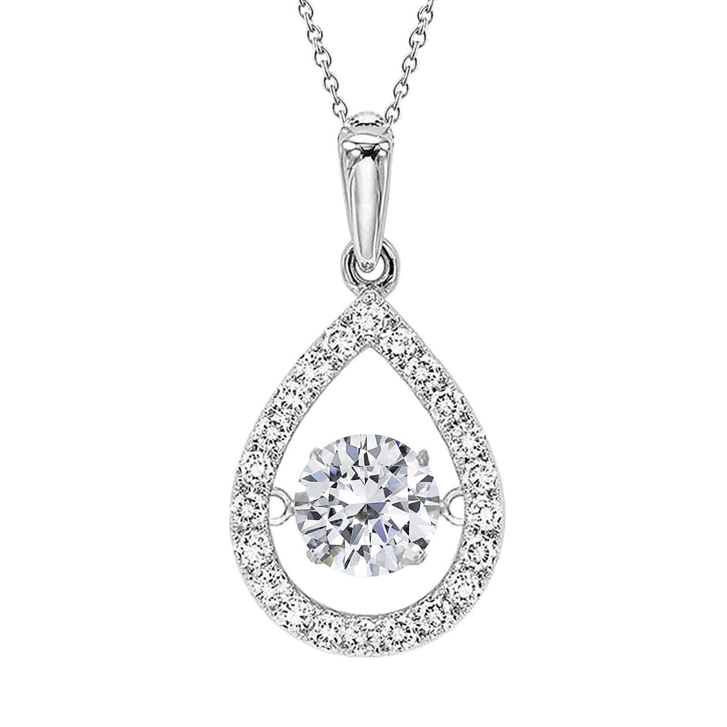 Collier Pendentif Réel Diamants 2.15 Carats Sertie Griffe Or Blanc 14K