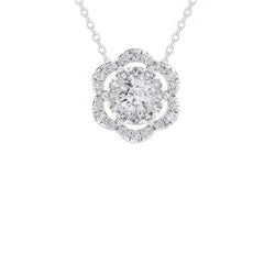 Collier Pendentif Réel Diamants 3.00 Carats Or Blanc 14K
