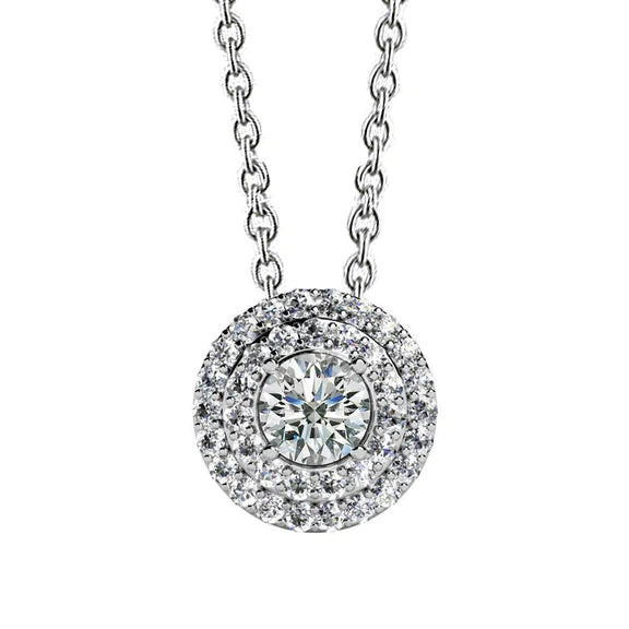 Collier Pendentif Réel Diamants Brillants Ronds Etincelants De 1,87 Ct