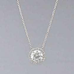 Collier Pendentif Réel Diamants Etincelants 1,71 Ct Coupe Ronde Or Blanc 14K