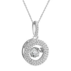 Collier Pendentif Réel Diamants Ronds Forme Brillante 1.35 Ct Or Blanc 14K