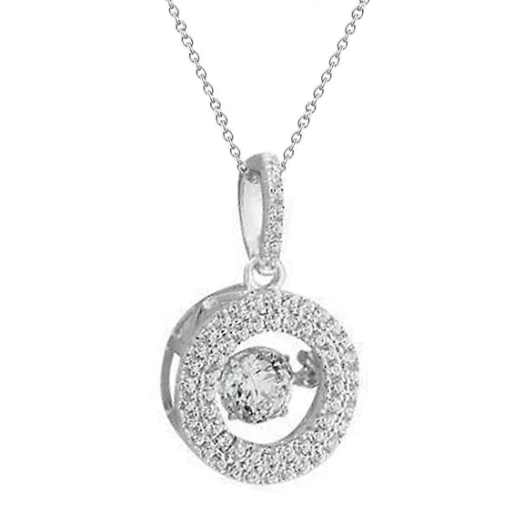 Collier Pendentif Réel Diamants Ronds Forme Brillante 1.35 Ct Or Blanc 14K