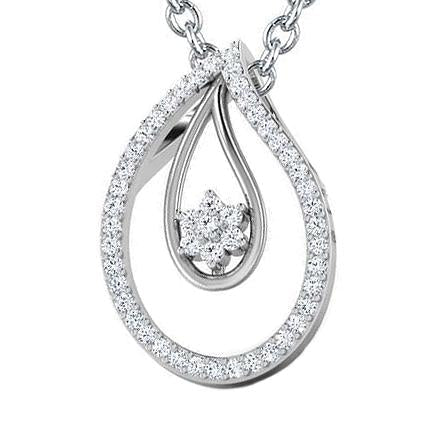 Collier Pendentif Réel Diamants Ronds Scintillants 6 Carats Or Blanc 14K
