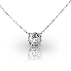 Collier Pendentif Réel Diamants Ronds Taille Brillant 2 Carats Or Blanc 14K