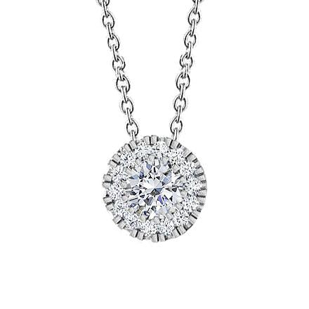 Collier Pendentif Réel Diamants Scintillants 1.39 Carats Or Blanc 14K