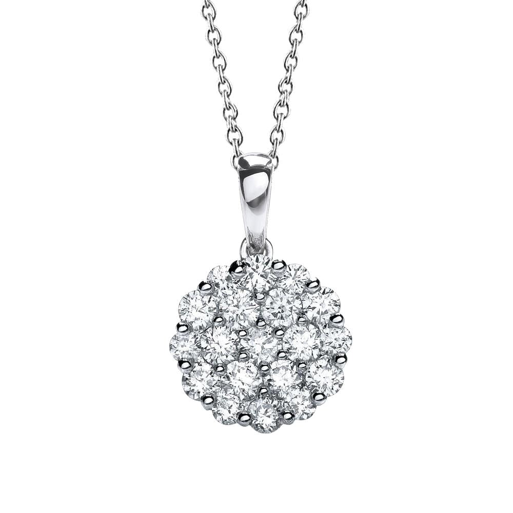 Collier Pendentif Réel Diamants Taille Brillant De 2.45 Carats En Or Blanc 14 Carats