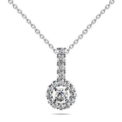 Collier Pendentif Rond En Forme De Cercle De Réel Diamants de 5.50 Carats WG 14K