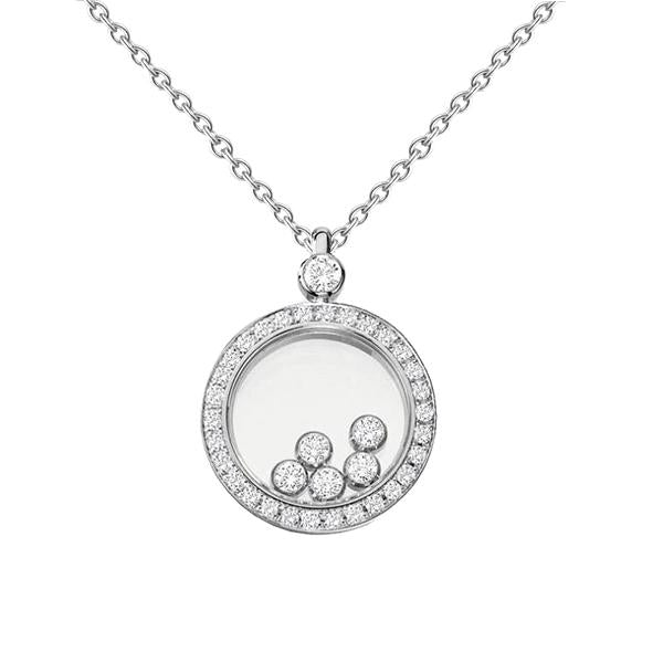 Collier Pendentif Rond En Véritable Diamants De Taille Brilliante Blanc De 0,63 Carat