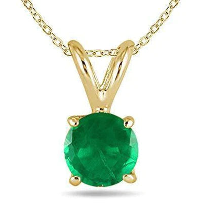 Collier Pendentif Rond Solitaire Emeraude Vert Pierres Précieuses 12 Carats