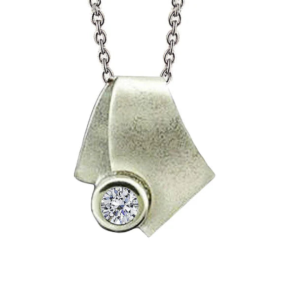 Collier Pendentif Solitaire Réel Diamant 2 Carats Or Blanc