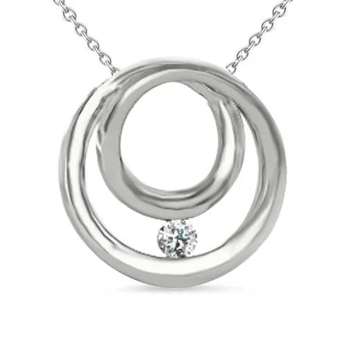 Collier Pendentif Solitaire Réel Diamant Coupe Ronde 0.75 Carat Or Blanc 14K