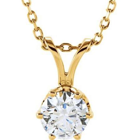Collier Pendentif Solitaire Réel Véritable Diamant Rond 2.75 Carats Or Jaune 14K