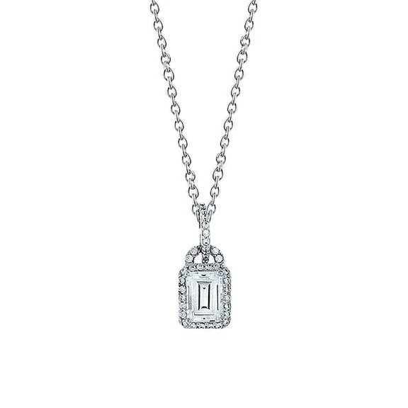 Collier Pendentif Style Serrure 1.50 Carats Réel Diamant Or Blanc 14K Bijoux