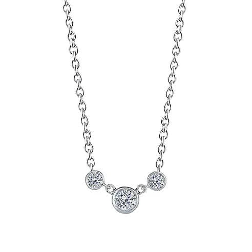 Collier Pendentif Trois Pierres Réel Diamants 2 Carats Or Blanc 14K Bijoux