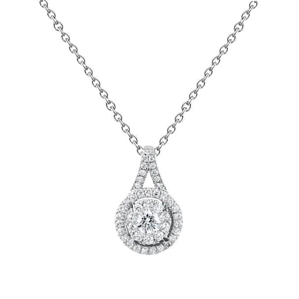 Collier Pendentif Véritable Diamant Avec Sertissage Chaîne 2,0 Carats WG 14K