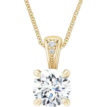 Collier Pendentif Véritable Diamant Griffes D'aigle Avec Chaîne En Or Jaune Etincelant